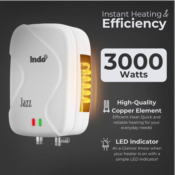 indo jazz instant water heater | 3000w instant geyser suitable for bathroom & kitchen indo jazz instant water heater | 3000w instant geyser suitable for bathroom & kitchen