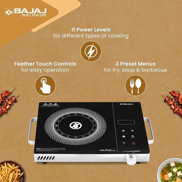 bajaj infrared induction cooktop | 2200w electric chulha | 1 year warranty bajaj infrared induction cooktop | 2200w electric chulha | 1 year warranty